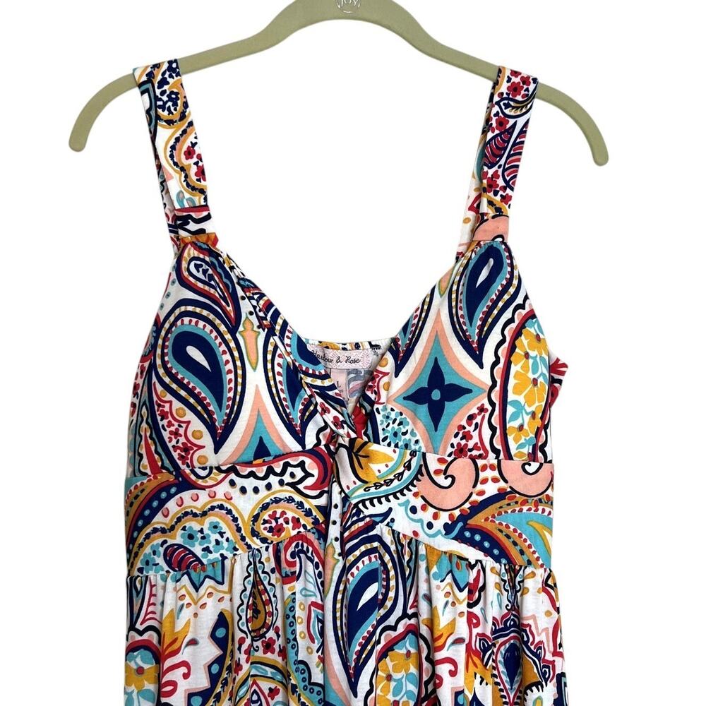 Harlow & Rose Womens Maxi Dress Large Multicolor Paisley Molded Cups Sleeveless - Picture 2 of 7